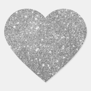 Elegant Silver Glitter Heart Sticker Hjärtformat Klistermärke