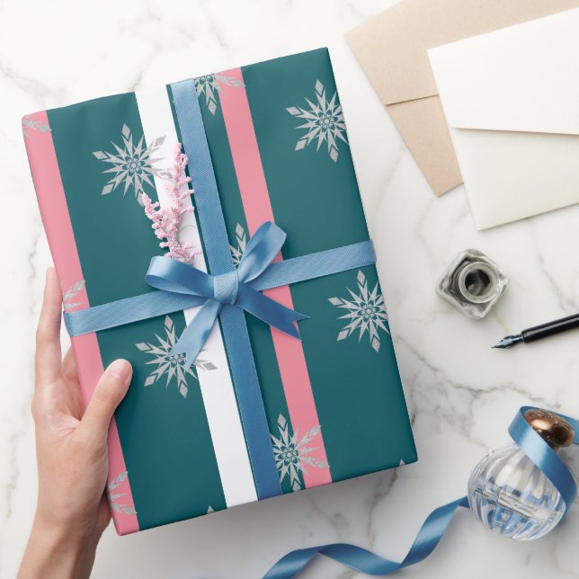 Elegant Silver Glitter, jultomte Mönster Presentpapper (Gifting)