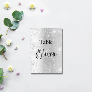 Elegant silver glitter kalligrafi bord elva 11 bordsnummer