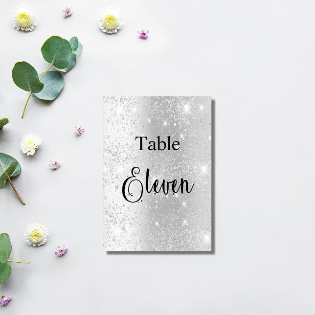 Elegant silver glitter kalligrafi bord elva 11 bordsnummer (Skapare uppladdad)