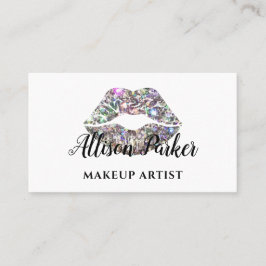 Elegant Silver Glitter Läppar Makeup Artist Visitkort