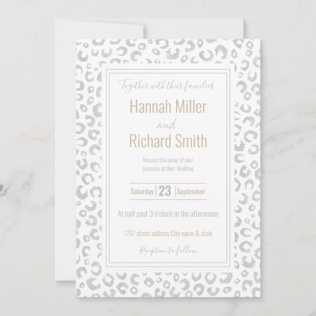 Elegant Silver Glitter Leopard Mönster (Framsida)