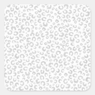 Elegant Silver Glitter Leopard Mönster Fyrkantigt Klistermärke
