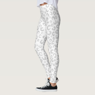 Elegant Silver Glitter Leopard Mönster Leggings
