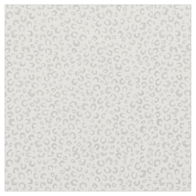 Elegant Silver Glitter Leopard Mönster Tyg (Närbild)