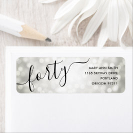 Elegant Silver Glitter Ljus 40:e födelsedagen Returadress Etikett