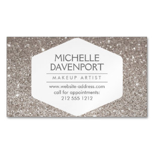 Elegant Silver Glitter Magnetiskt Affärskort Visitkortmagnet