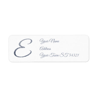 Elegant Silver Glitter Monogram E Personlig Returadress Etikett