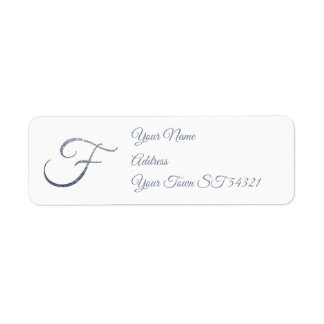 Elegant Silver Glitter Monogram F Personlig Returadress Etikett