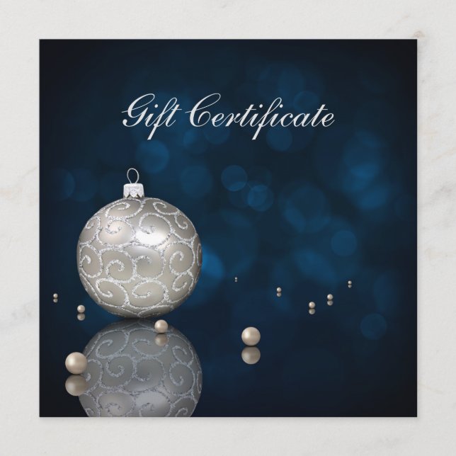 Elegant Silver Glitter Ornament - Giftintyg (Framsida)