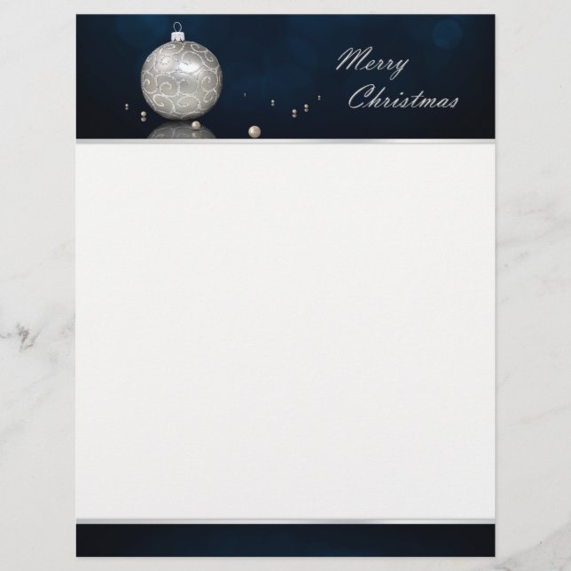 Elegant Silver Glitter Ornament - Letterhead (Framsida)