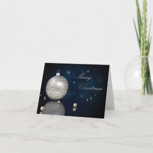 Elegant Silver Glitter Ornamet - gratulationskort Helgkort