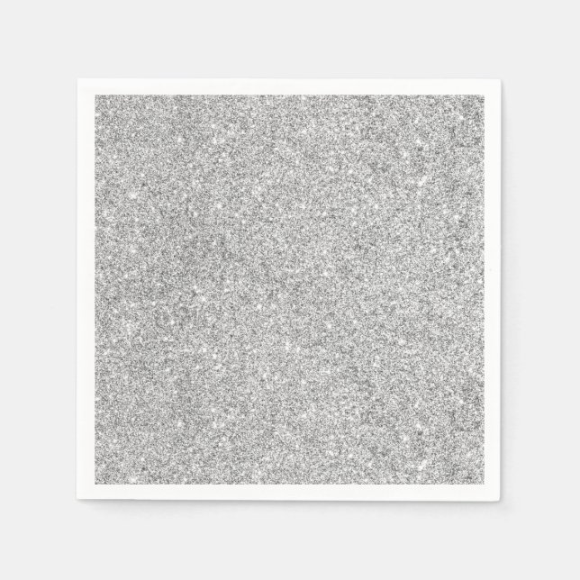 Elegant Silver Glitter Pappersservett (Framsidan)