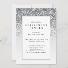 Elegant Silver Glitter Pension Party Inbjudningar