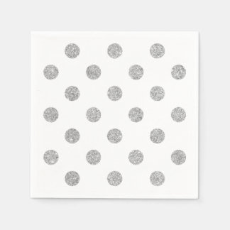 Elegant Silver Glitter Polka dots Mönster Pappersservett