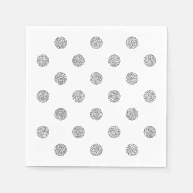 Elegant Silver Glitter Polka dots Mönster Pappersservett (Framsidan)