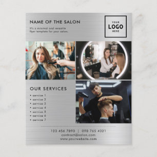 Elegant Silver Glitter Salon Flygblad