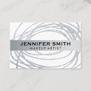 Elegant Silver Glitter Scribble Visitkort