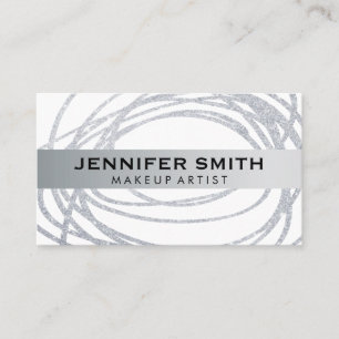 Elegant Silver Glitter Scribble Visitkort