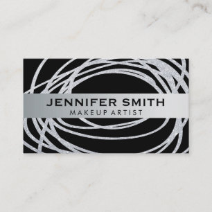 Elegant Silver Glitter Scribble Visitkort