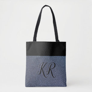 Elegant Silver Glitter (simulerad), svart Monogram Tygkasse