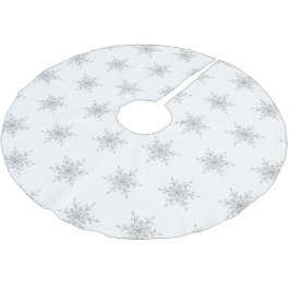 Elegant Silver Glitter, Snöflingor Julgransmatta Borstad Polyester