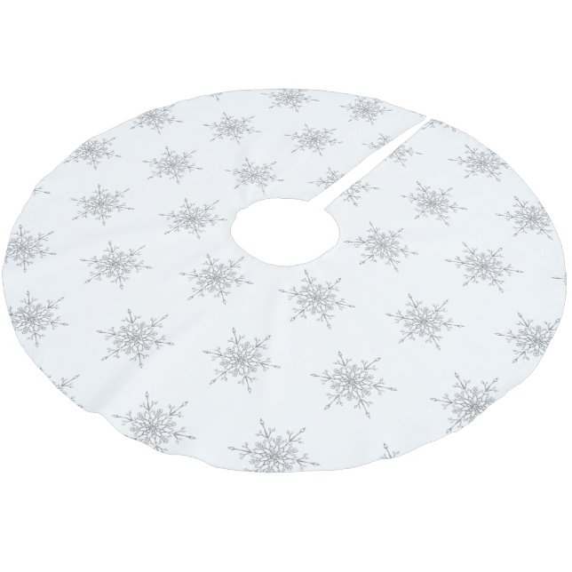 Elegant Silver Glitter, Snöflingor Julgransmatta Borstad Polyester (Vinklad)