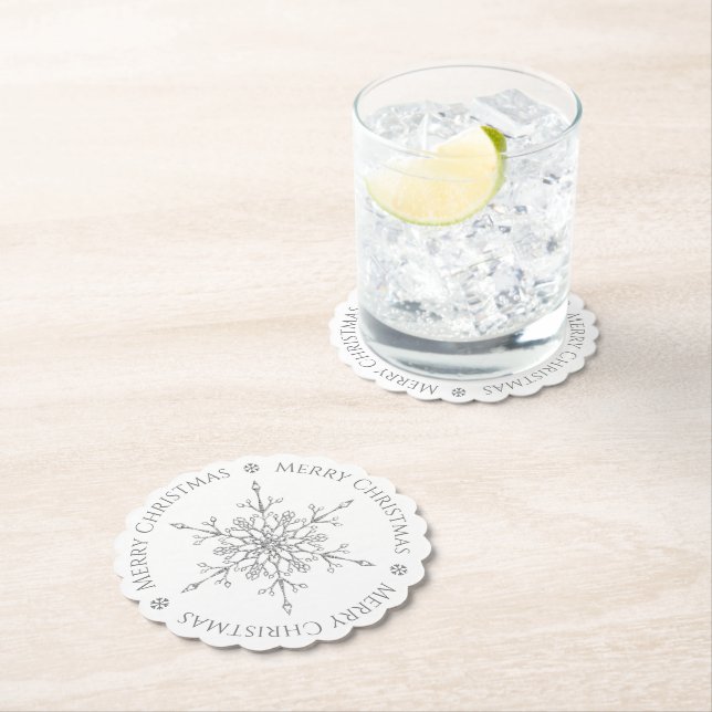Elegant Silver Glitter Snowflake God jul Underlägg Papper (Insitu)