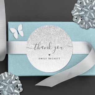 Elegant Silver Glitter Tack Runt Klistermärke