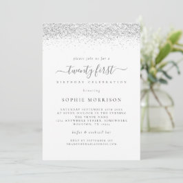 Elegant Silver Glitter tjugoförsta Födelsedagsfest Inbjudningar