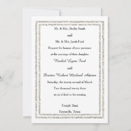 Elegant silver glitterad trim - 5x7 bröllopsinbjud inbjudningar