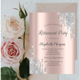 Elegant Silver Glitterdroppar Rosa Guld Pensioneri Inbjudningar