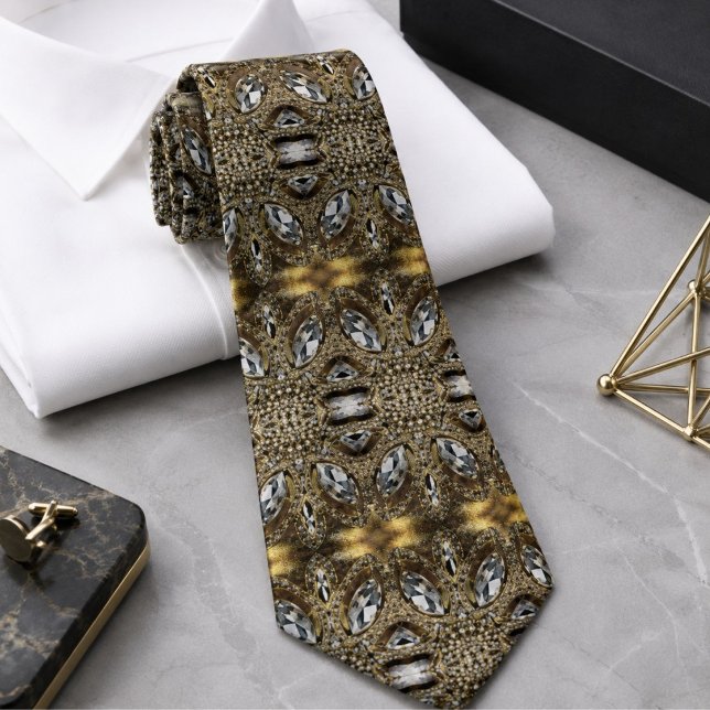 elegant silver grå guld svart art deco slips (elegant silver grey gold black art deco neck tie)
