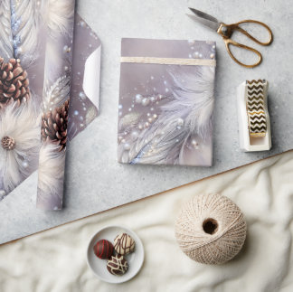Elegant Silver & Gräs, utblottad Blommigt vid jul Presentpapper