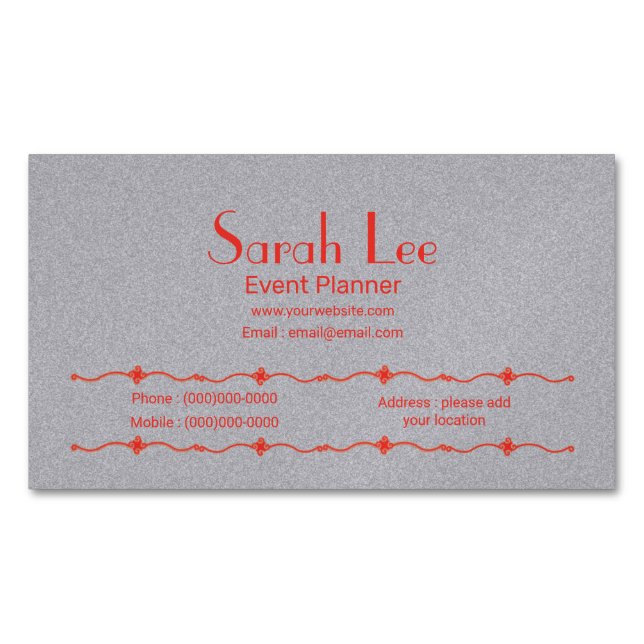 Elegant silver grått affärskort magnet (Framsida)