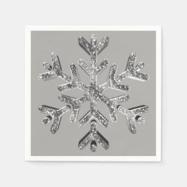 Elegant Silver Grått Diamonds Snowflake jul Pappersservett