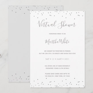 Elegant Silver Grått Enkel Virtuell Möhippa Inbjudningar