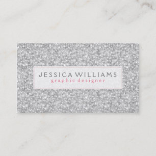 Elegant Silver Grått Faux Glitter Skriv ut Visitkort