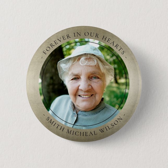 Elegant Silver Grått Foil Sympathy Memorial Photo Knapp (Framsida)