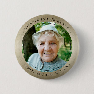 Elegant Silver Grått Foil Sympathy Memorial Photo Knapp