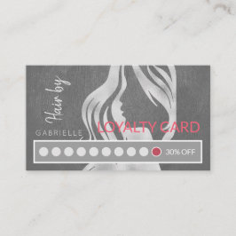 Elegant Silver Grått Läder Se Hair Salon Slår Lojalitetskort