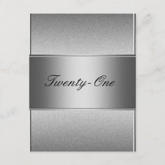 Elegant Silver Grått Metall Svarta 21:a födelsedag Inbjudningar