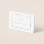 Elegant Silver & Grått minimalistiskt monogram Folierat Kort<br><div class="desc">Vikta kort med elegant med ditt namn och initialer tryckt i silver-folie inuti en silver-folie ram. Monogrammat silver-foliekort.</div>