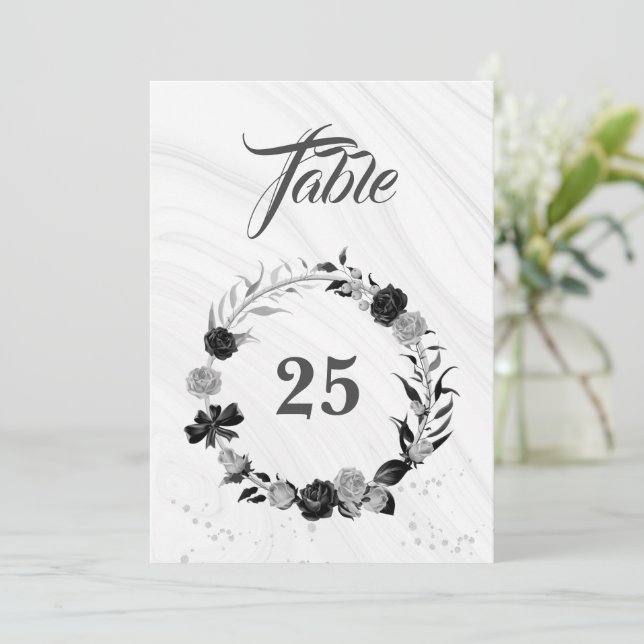 Elegant silver grått och bordsnummer av svart ande (Stående Fram)