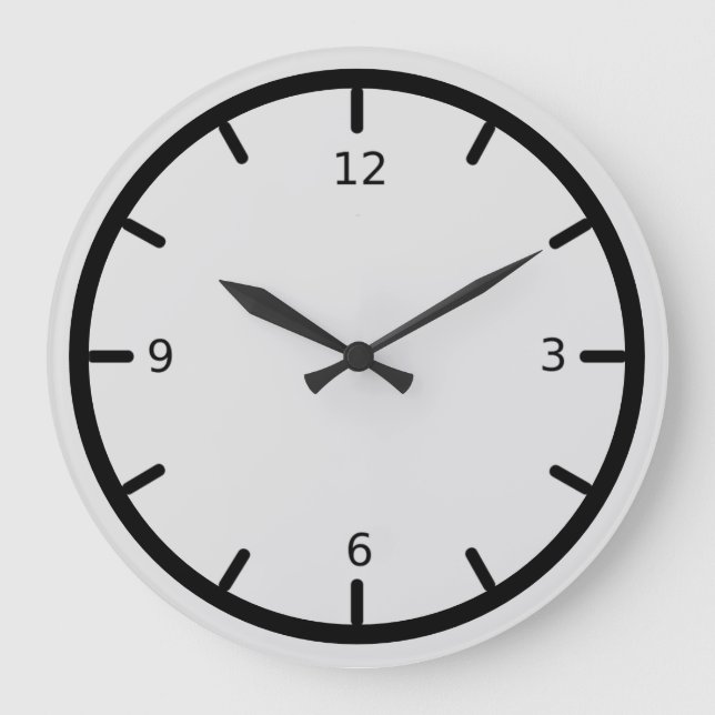 Elegant Silver Grått och svart Stor Klocka (Framsida)