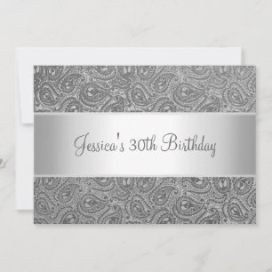 Elegant Silver Grått Paisley Party-inbjudan Inbjudningar