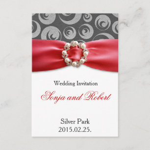 Elegant Silver Grått Red Ribbon Wedding bjudande Inbjudningar
