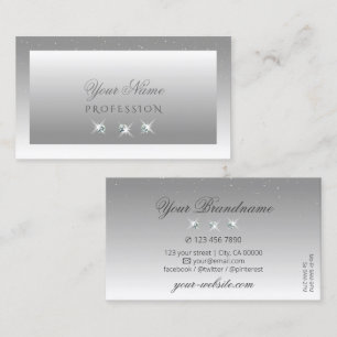 Elegant Silver Grått White Ombre Sparkling Jewels Visitkort