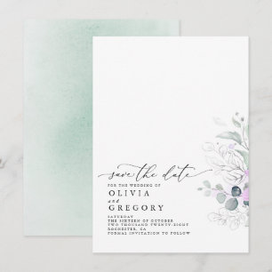 Elegant Silver Greenery Spara datum Meddelande