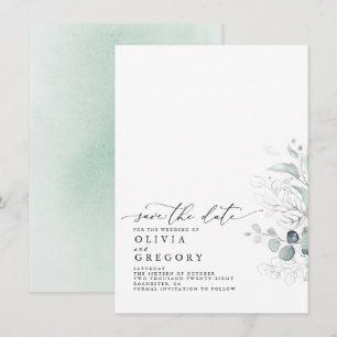 Elegant Silver Greenery Spara datum meddelande